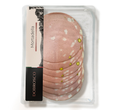 Колбаса Dobrosco Мортаделла фисташки и перец вареная нарезка, 100г