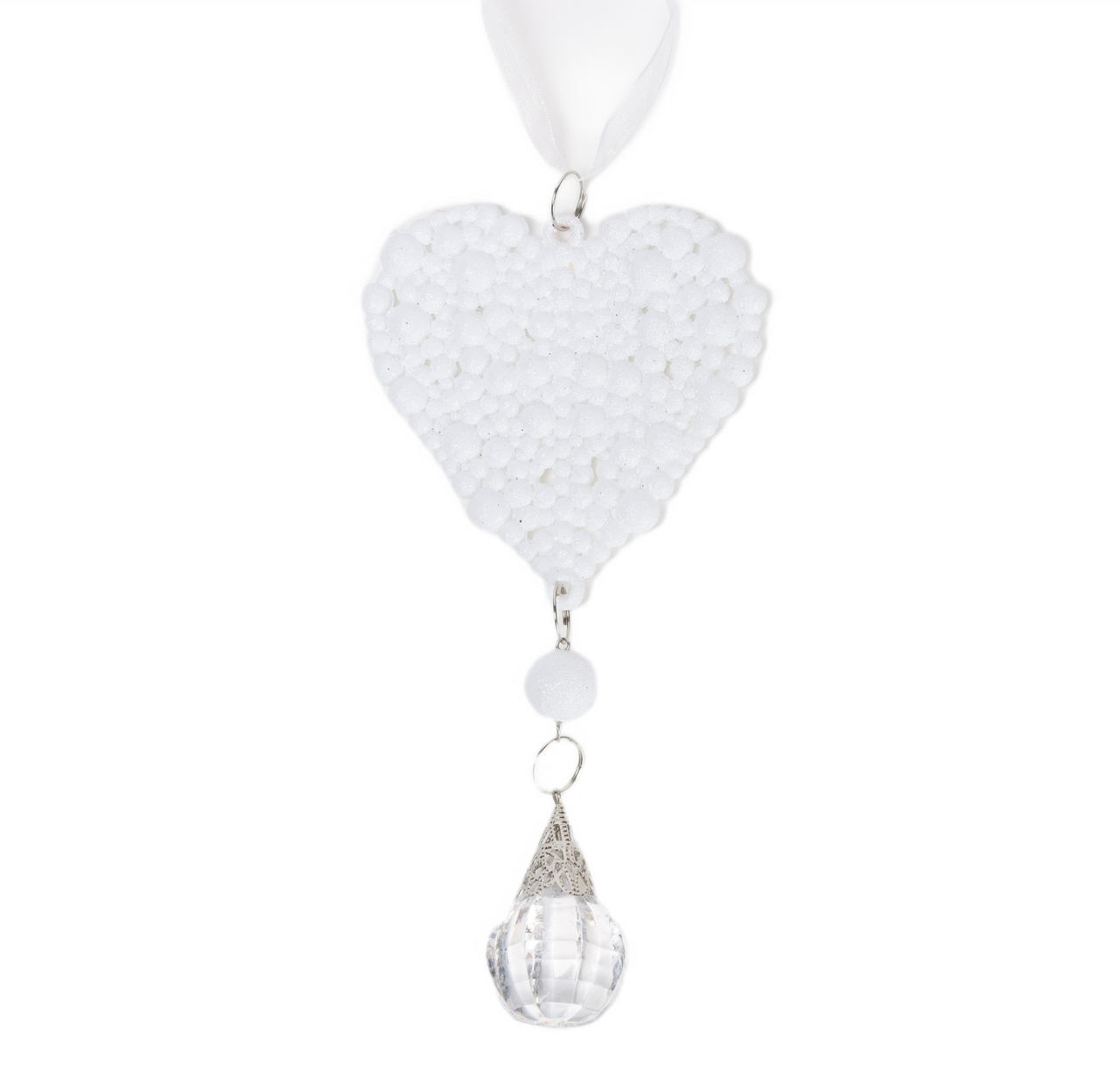 Подвеска Christmasdeluxe Сердце белая акриловая, 17 x 8см