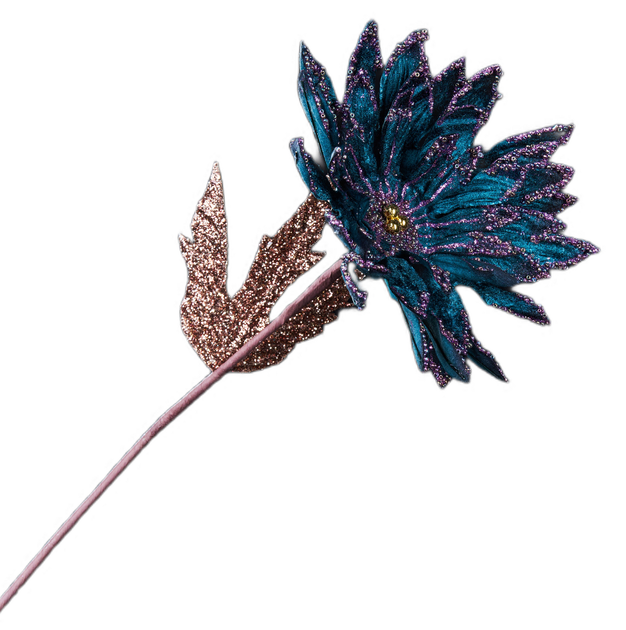 Цветок герберы Christmasdeluxe на ножке синий, 19 x 38см