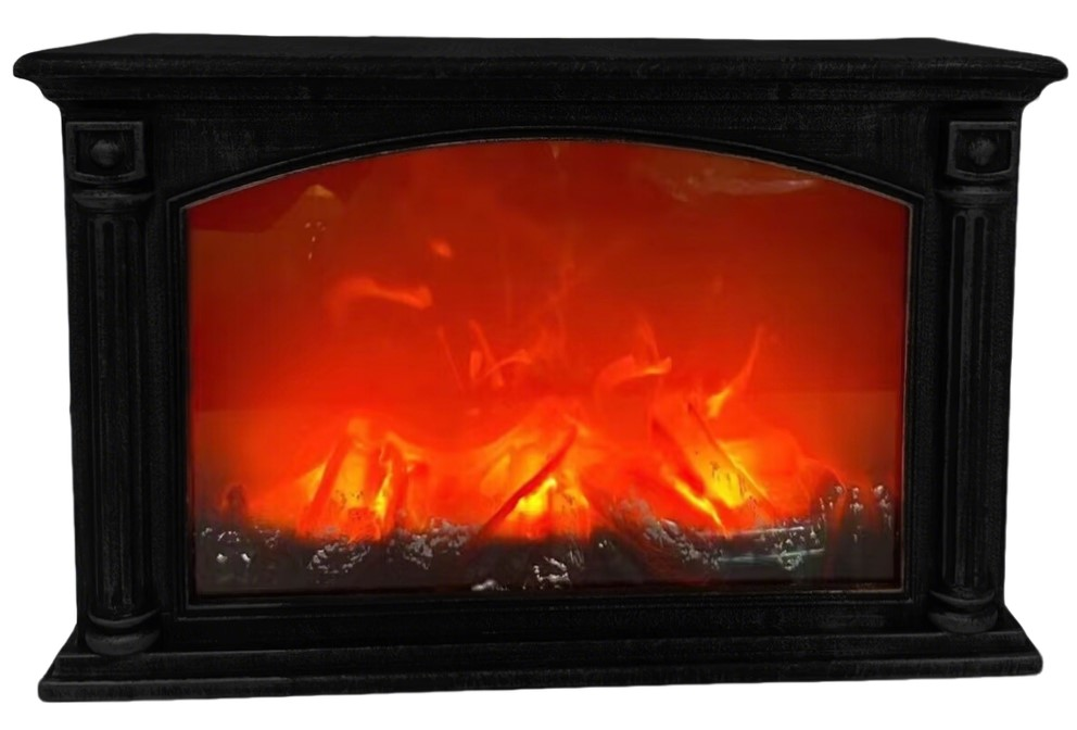 Камин декоративный Christmasdeluxe бронзовый имитация огня с теплым белым светом