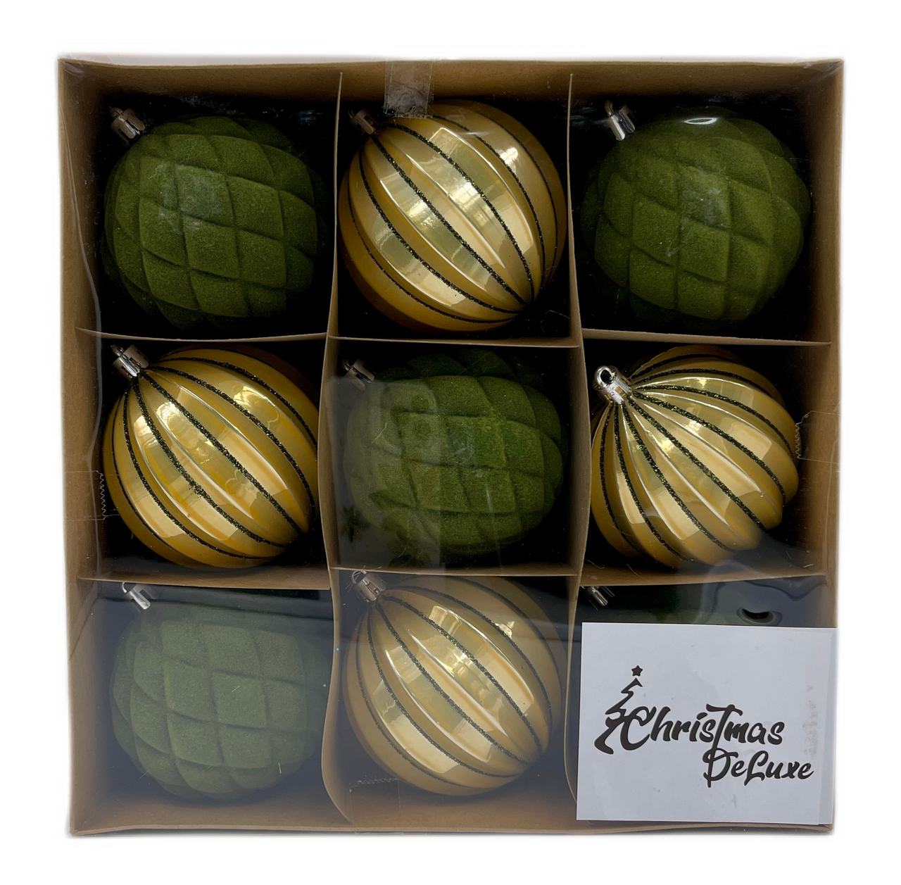 Набор елочных шаров Christmasdeluxe золотой и зеленый пластик 8см, 9шт