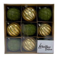 Набор елочных шаров Christmasdeluxe золотой и зеленый пластик 8см, 9шт