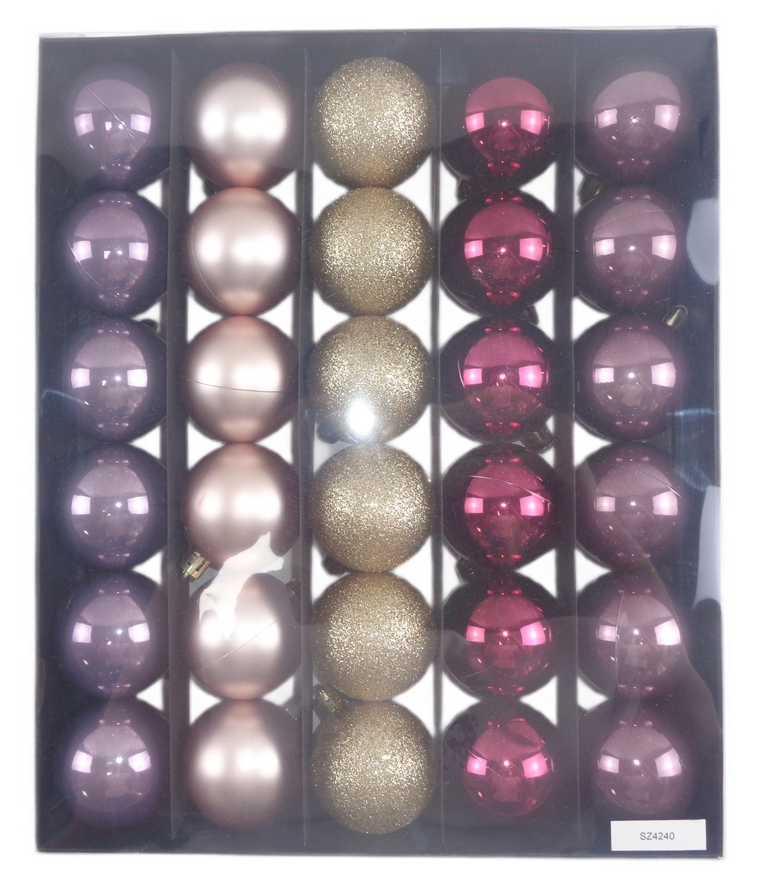 Набор елочных шаров Christmasdeluxe фиолетовый и шампань пластиковый 5см, 30шт