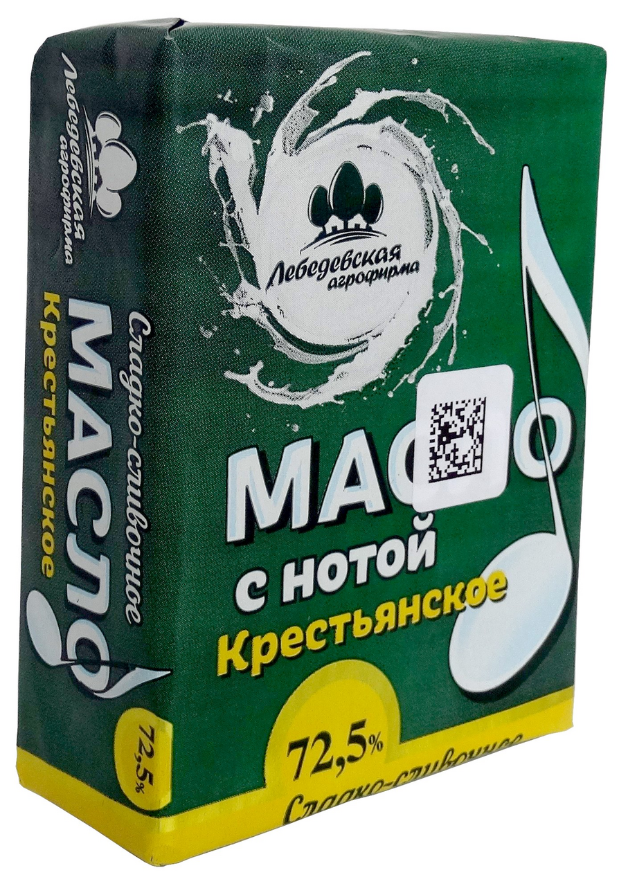 Масло сливочное Агрофирма Лебедевская Крестьянское 72.5%, 180г