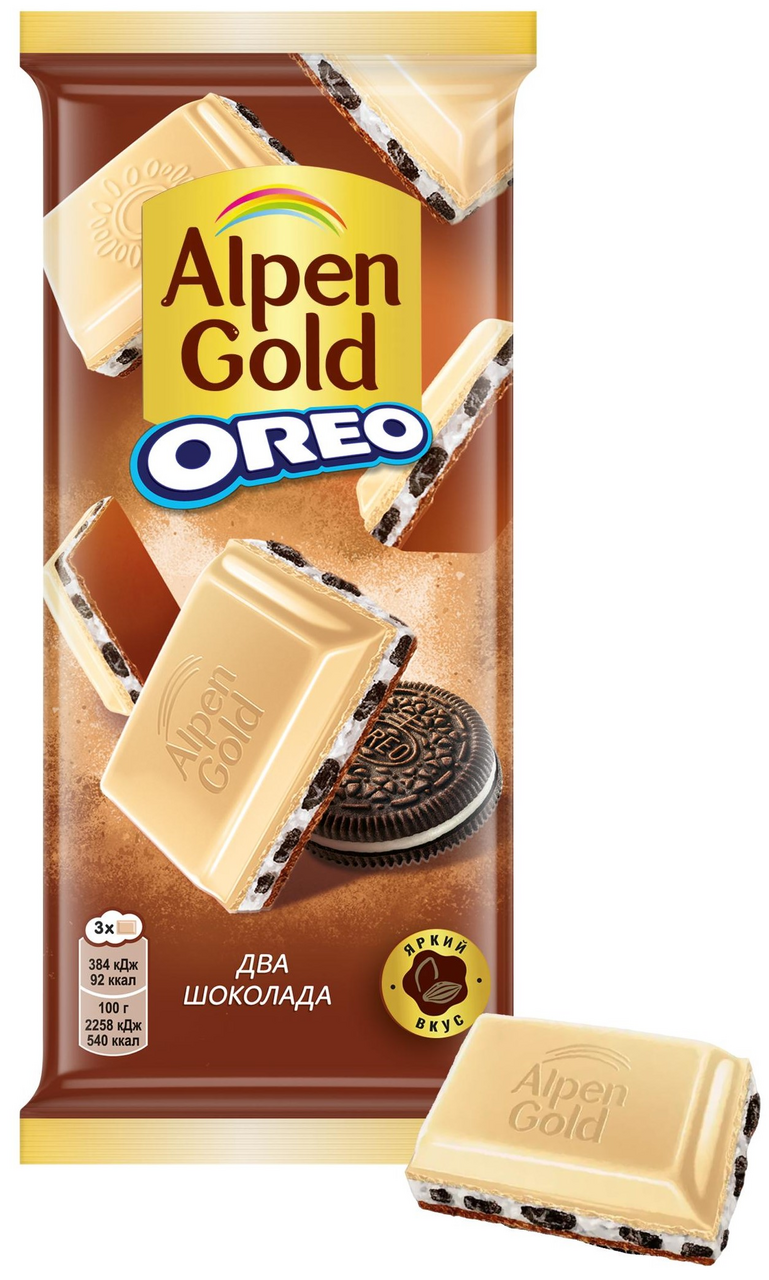 Шоколад Alpen Gold Oreo молочный два шоколада, 85г