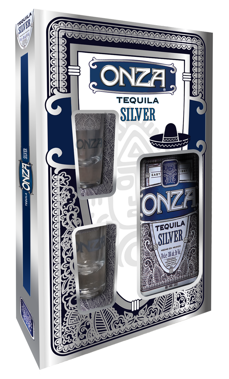Изображение товара Текила Onza Silver в подарочной упаковке с двумя стопками 0.7л Мексика