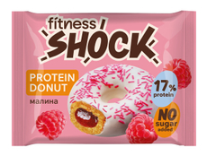 Пирожное протеиновое Fitness Shock Донат с малиновой начинкой, 70г