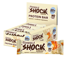 Батончик протеиновый Fitness Shock белый с карамелью и арахисом, 50г x 12 шт