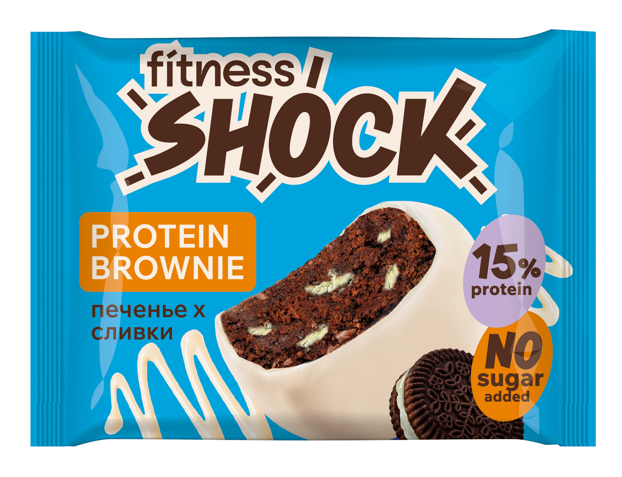 Изображение товара Протеиновое печенье FitnesShock брауни со сливками 50г
