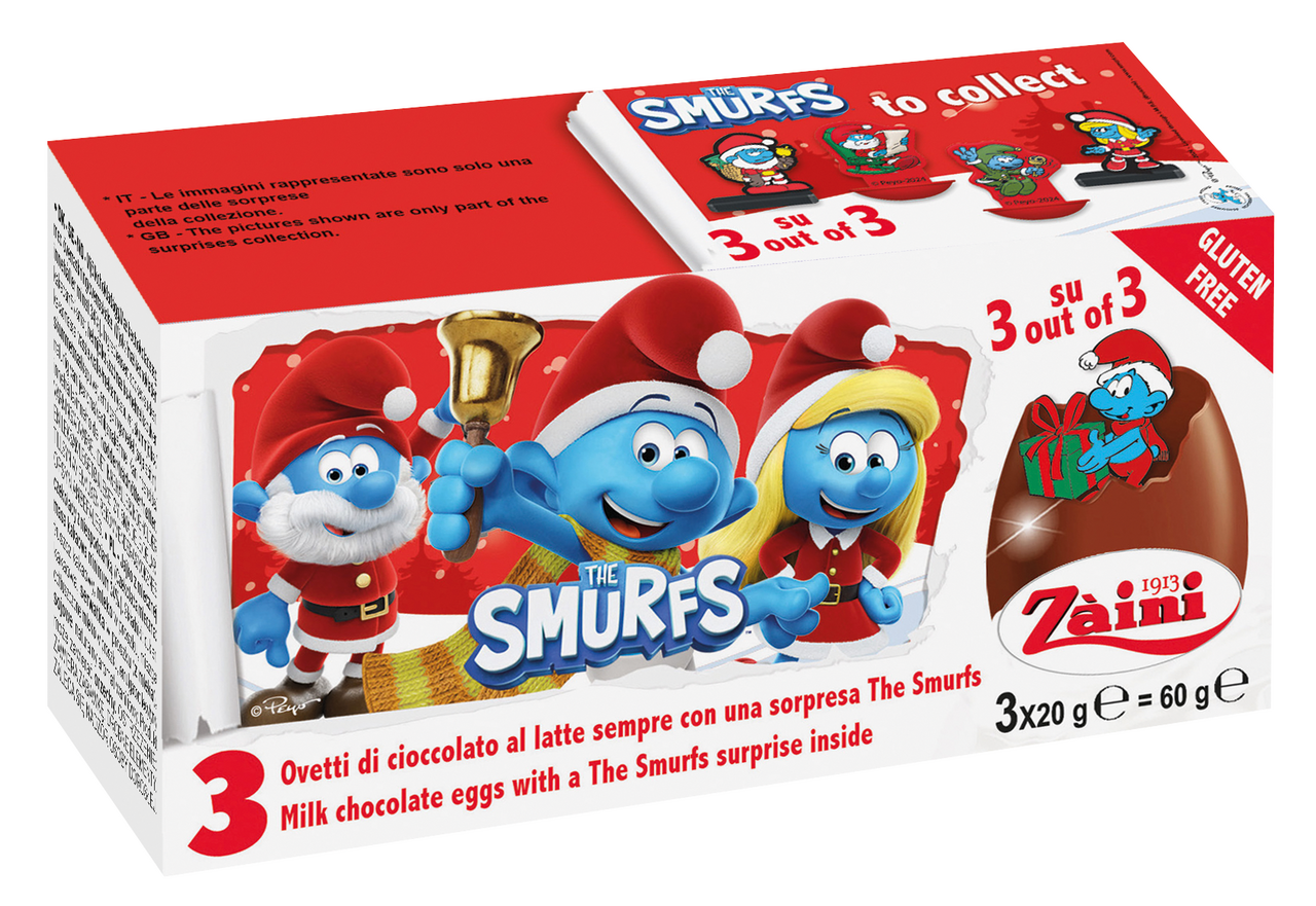 Яйцо шоколадное Zaini Смурфики (20г x 3шт), 60г