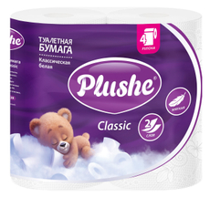 Туалетная бумага Plushe Classic белая двуслойная 4 рулона