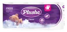 Туалетная бумага Plushe Classic белая двуслойная 8 рулонов