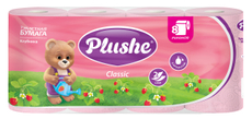 Туалетная бумага Plushe Classic клубника двуслойная 8 рулонов