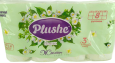 Туалетная бумага Plushe Deluxe Light жасмин трехслойная 8 рулонов