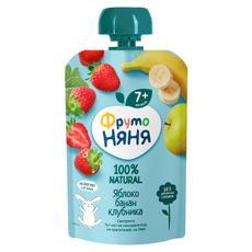 Десерт фруктовый детский ФрутоНяня Яблоко, банан и клубника с 7 месяцев, 90г