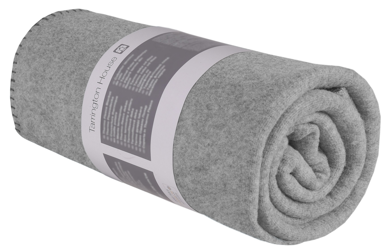 Tarrington House Плед флисовый меланжевый светло-серый, 130 x 170см