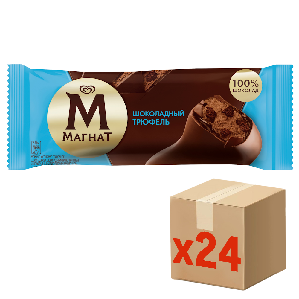 Мороженое сливочное Магнат Шоколадный трюфель эскимо, 72г x 24 шт