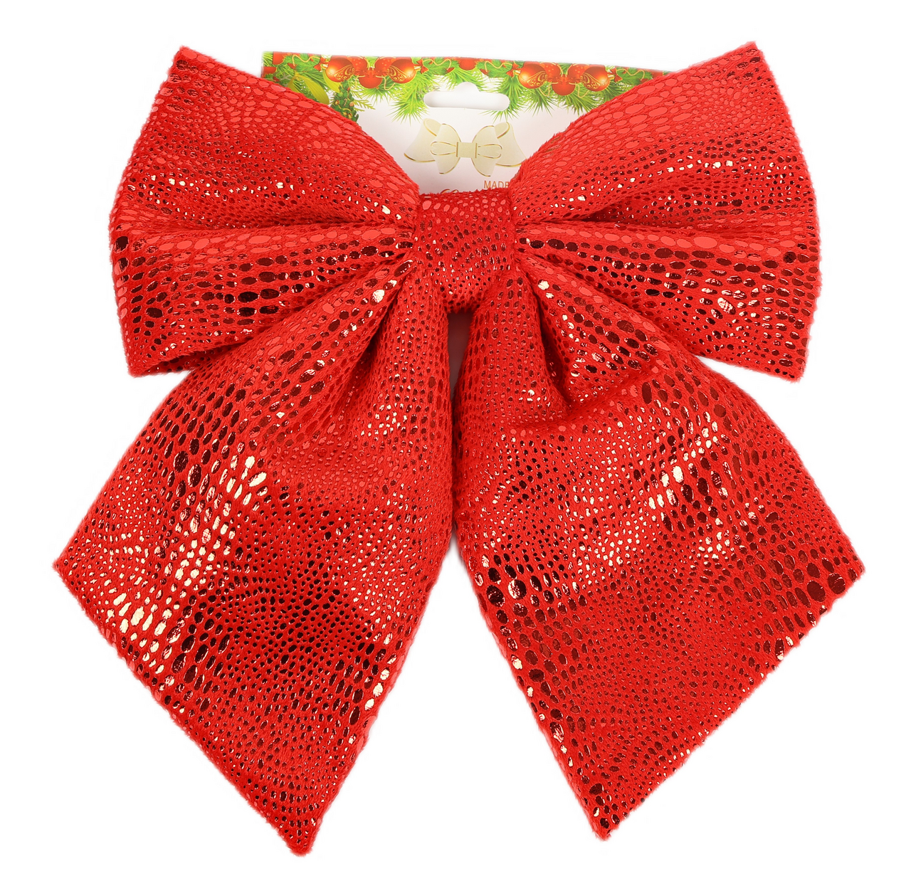 Бант Christmasdeluxe красный полиэстер, 20 x 22см