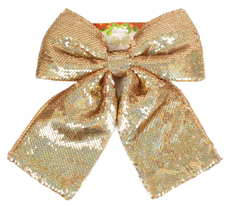 Бант Christmasdeluxe золотой полиэстер, 25 x 28см