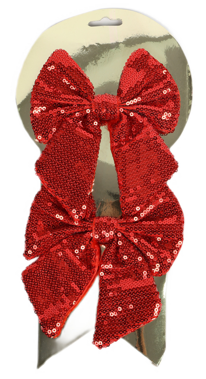 Набор бантов Christmasdeluxe красных полиэстер 12 x 14см, 2шт