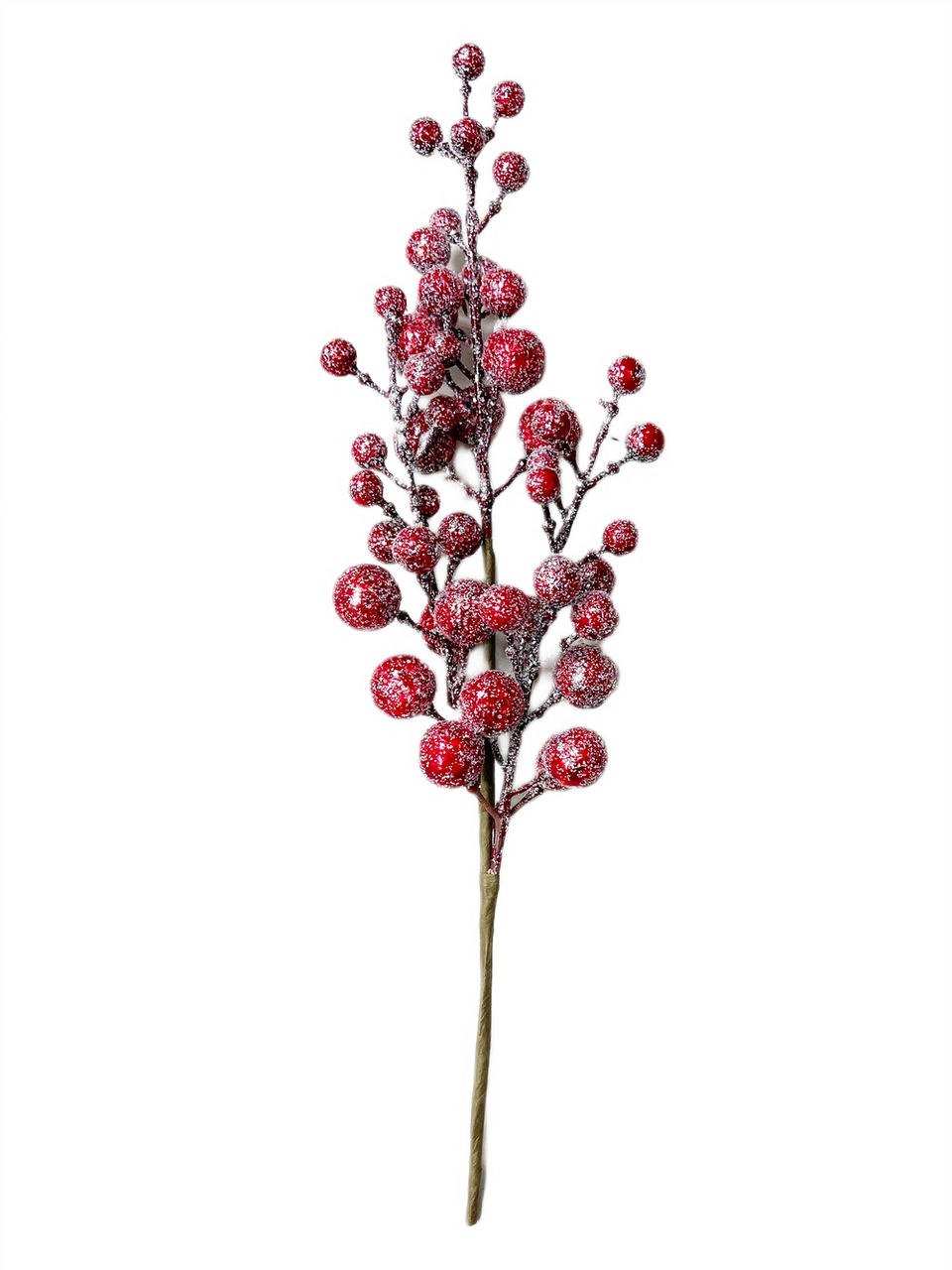 Ветка из красных ягод Christmasdeluxe в блестках пенопласт, 35см