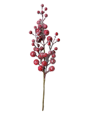 Ветка из красных ягод Christmasdeluxe в блестках пенопласт, 35см