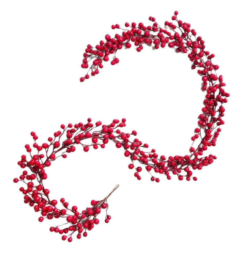 Гирлянда из красных ягод Christmasdeluxe пенопласт, 180см