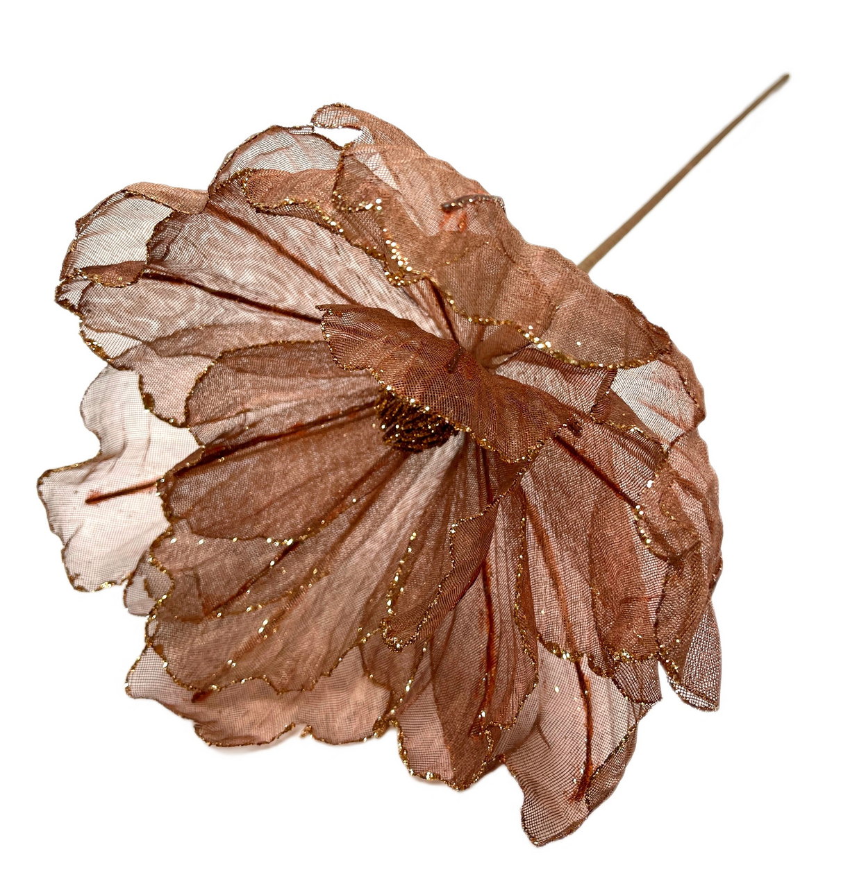 Цветок Christmasdeluxe кремовый с золотом, 26см