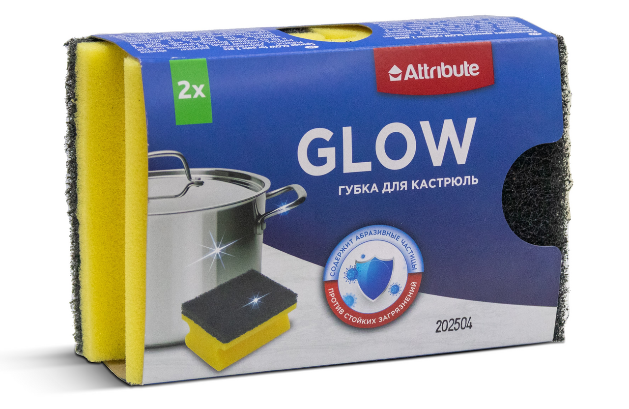 Губка для кастрюль Attribute Glow 9 x 7см, 2шт