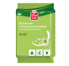 Fine Life Влажная туалетная бумага ромашка, 40 листов