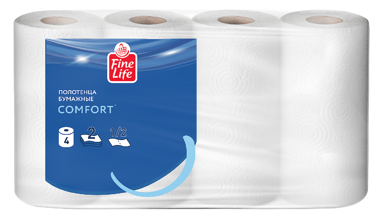 Fine Life Полотенца бумажные Comfort двуслойные 1/2 листа 4 рулона