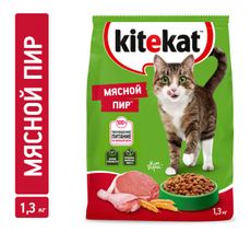 Корм сухой Kitekat Мясной пир для кошек, 1.3кг
