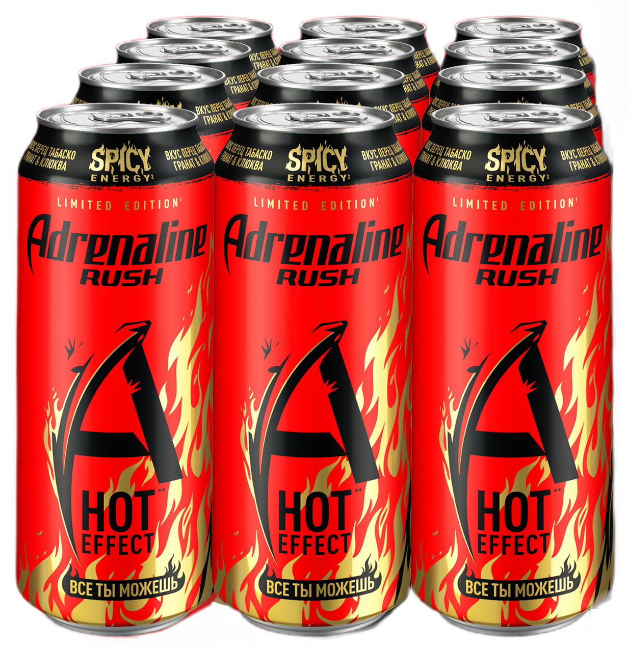 Напиток энергетический Adrenaline Rush Spicy Energy Hot Effect, 449мл x 12 шт