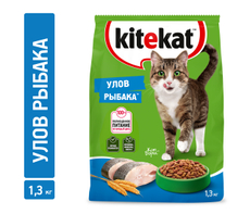 Корм сухой Kitekat Улов рыбака для кошек, 1.3кг