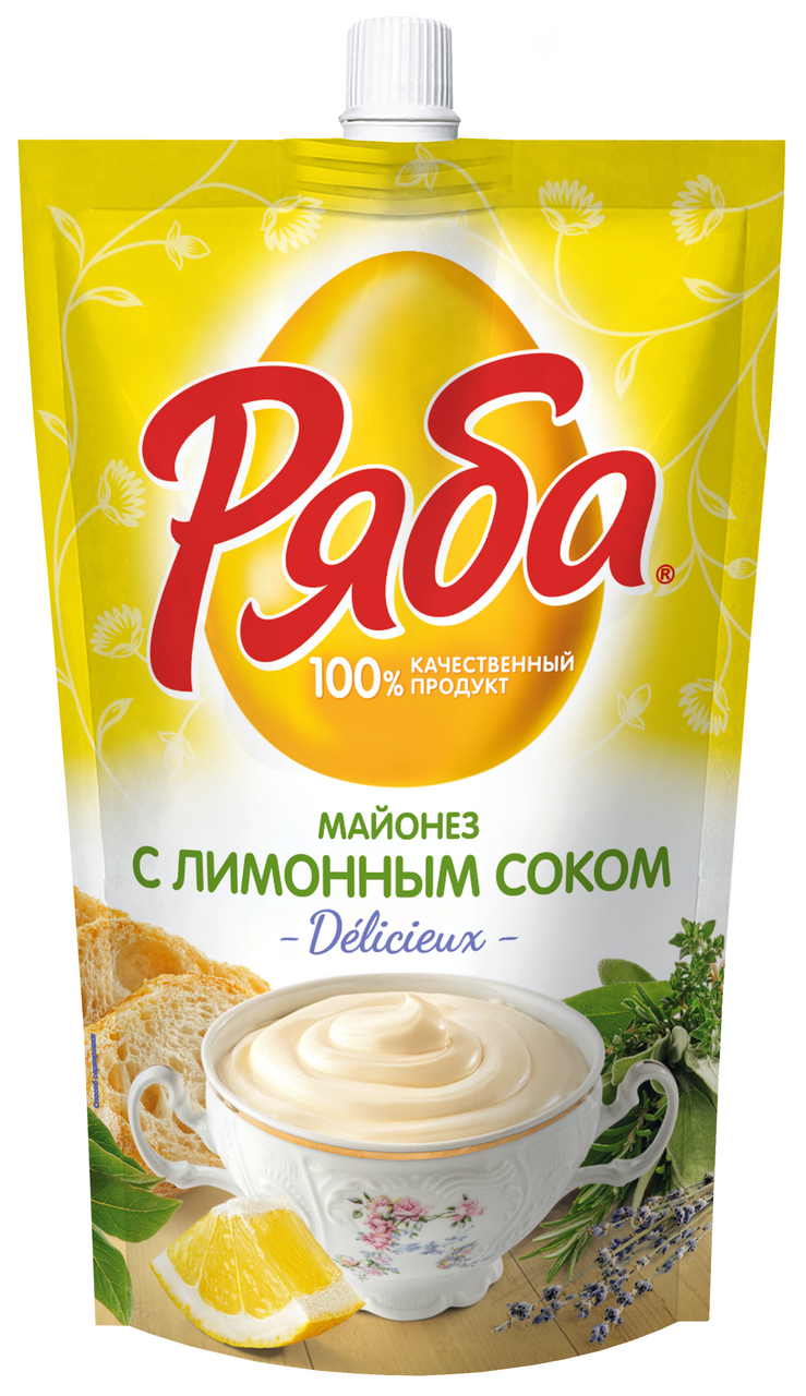 Майонез Ряба с лимонным соком 50.5%, 330г