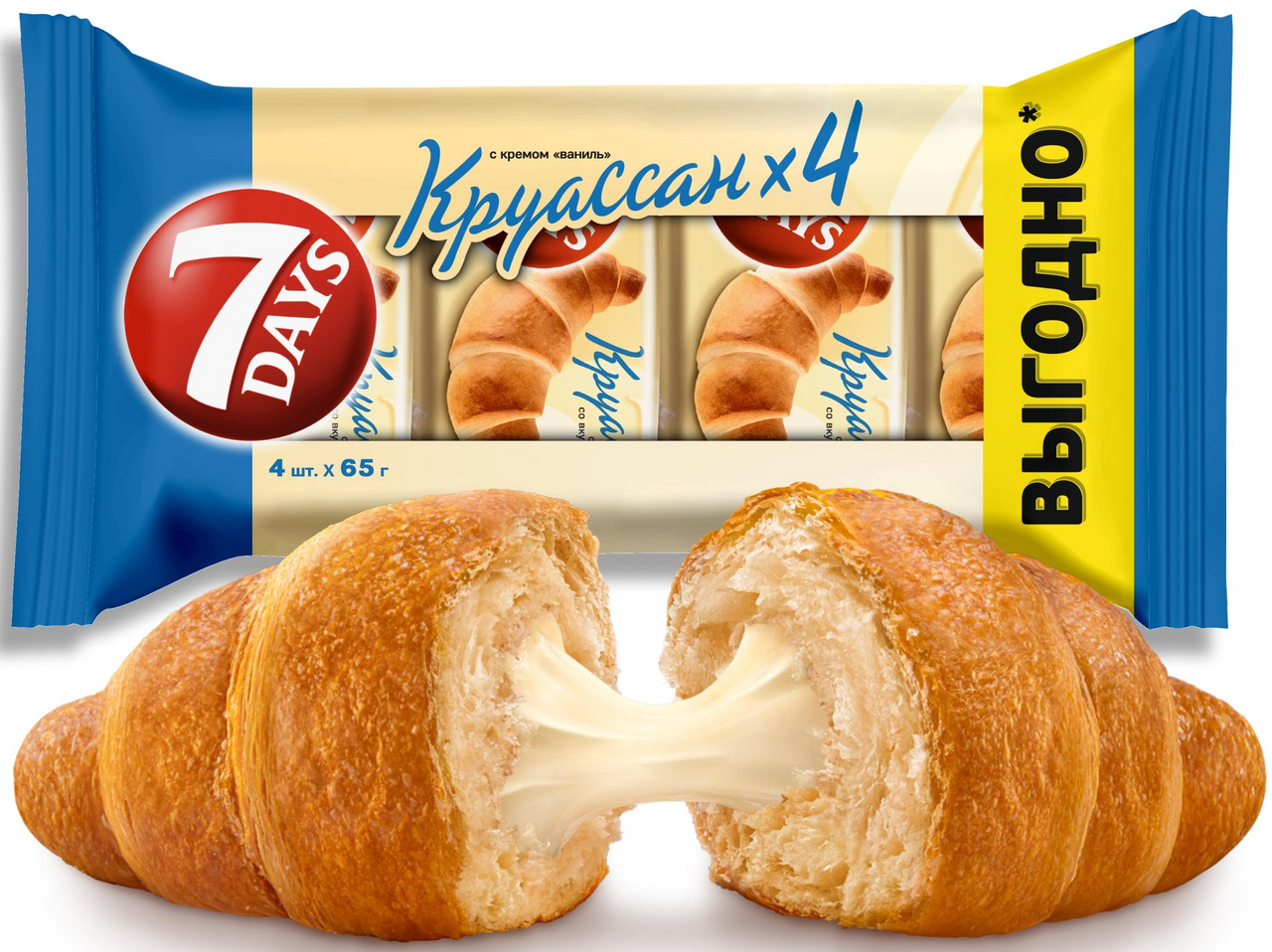 Круассан 7 Days с кремом со вкусом ваниль (4шт х 65г), 260г