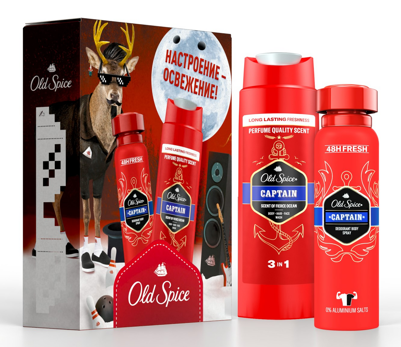 Изображение товара Комплект старта для мужчин Old Spice Captain дезодорант и шампунь-гель