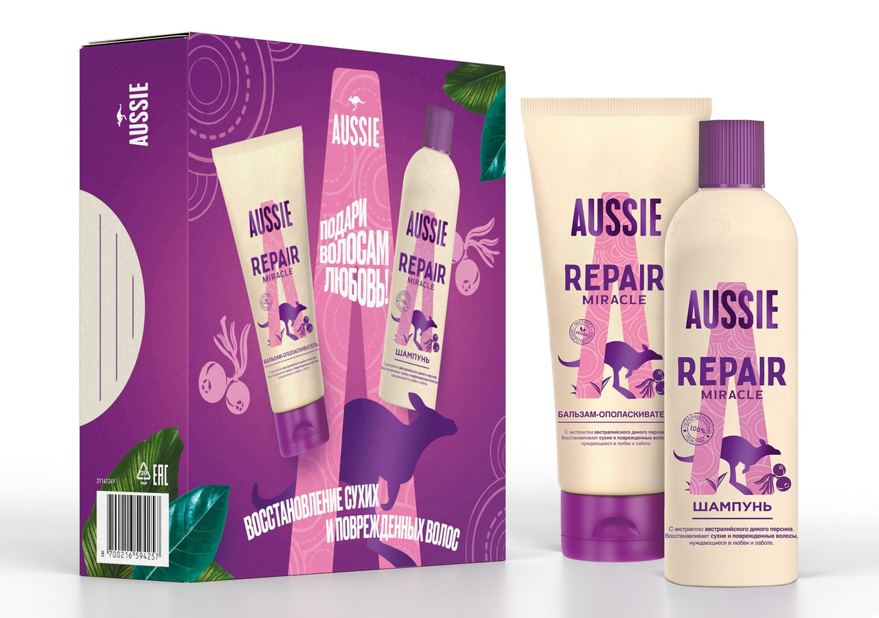 Изображение товара Набор шампунь и бальзам Aussie Repair Miracle 300мл+200мл для восстановления волос