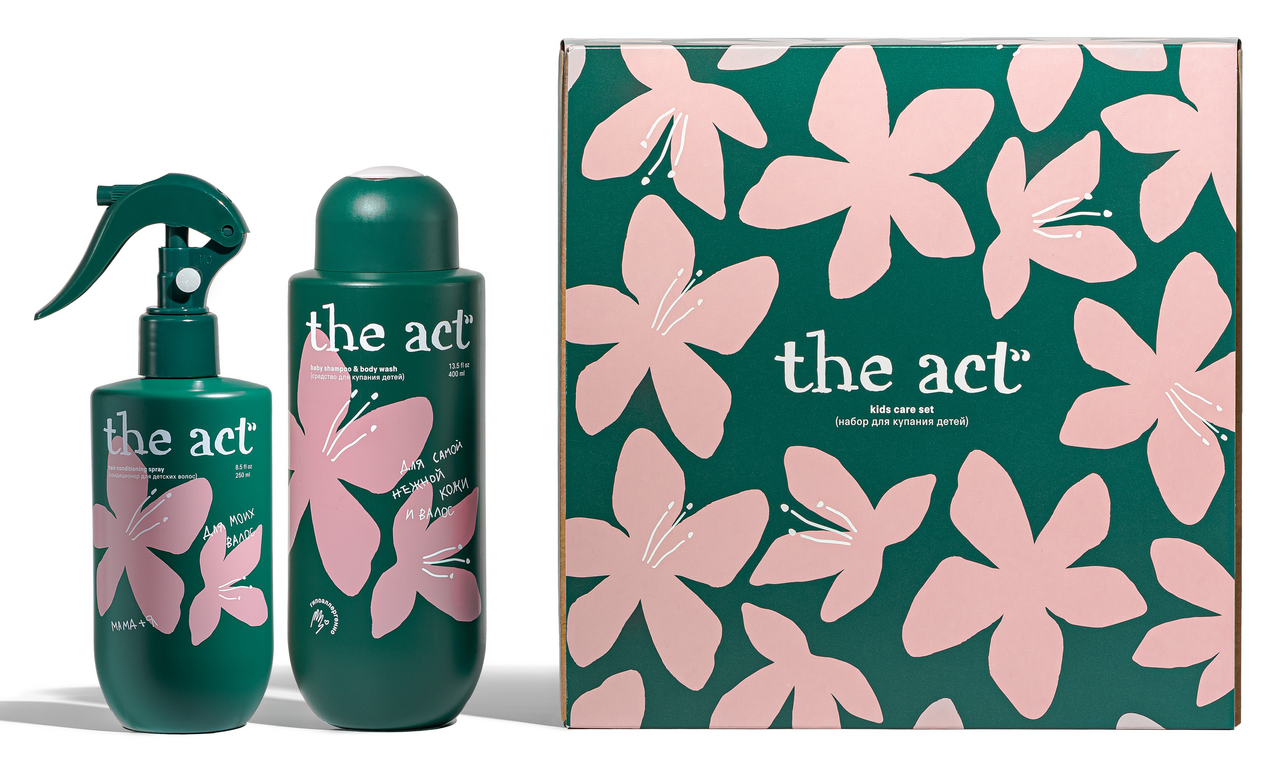 Изображение товара Набор подарочный The Act Kids Средство для купания детей 400мл и кондиционер для детских волос, 400мл
