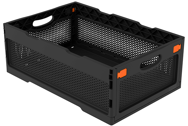Ящик Альт-Пласт складной черный с перфорацией, 60 x 40 x 22см