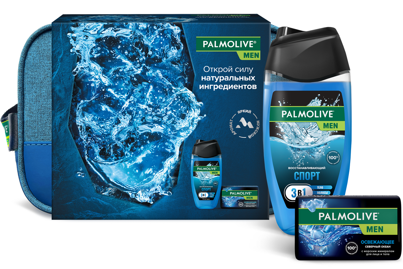 Изображение товара Набор подарочный Palmolive Men Спорт Гель для душа 250мл с мылом 90г и косметичкой
