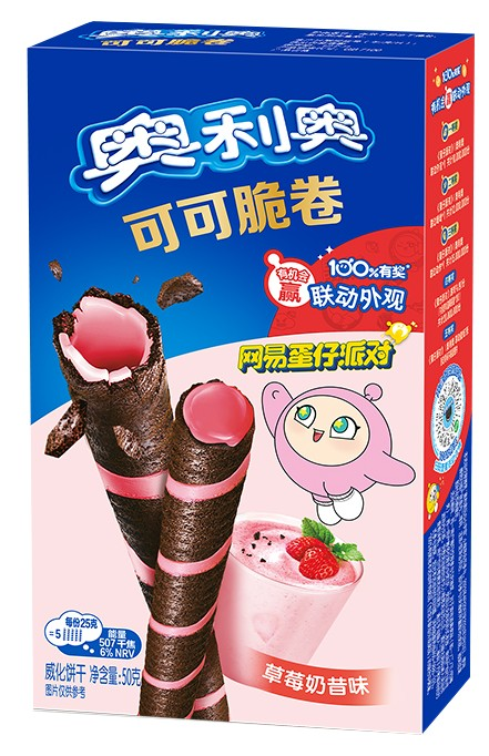 Трубочки Oreo вафельные клубничный молочный коктейль, 50г