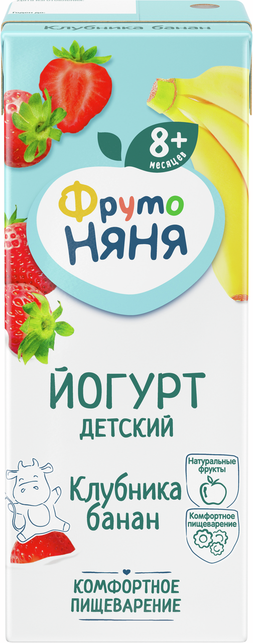 Йогурт питьевой ФрутоНяня клубника и банан 2.5%, 200г