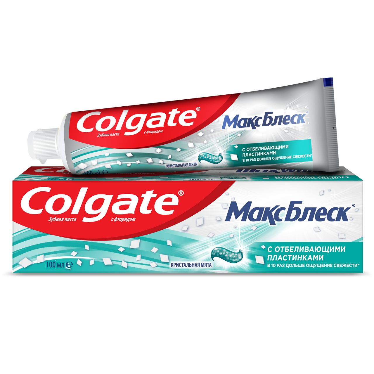 Зубная паста Colgate Макс Блеск Кристальная мята с отбеливающими  пластинками, 100мл купить с доставкой на дом, цены в интернет-магазине