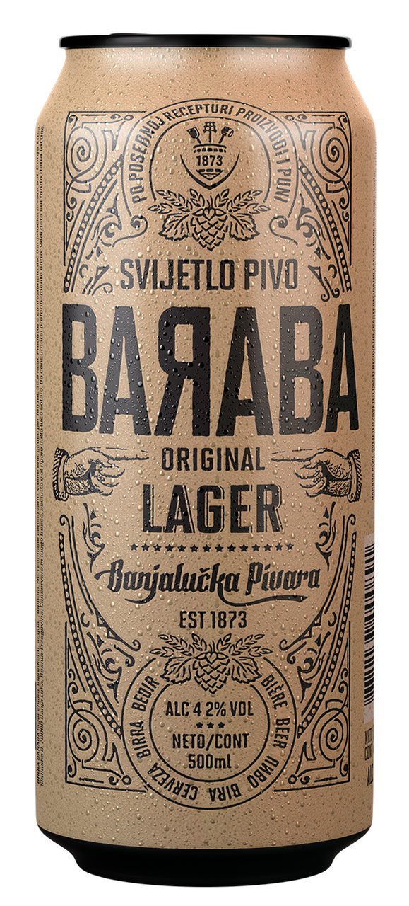 Изображение товара Пиво Baraba Original Lager 0.5л Светлый лагер мягкий аромат Босния Герцеговина