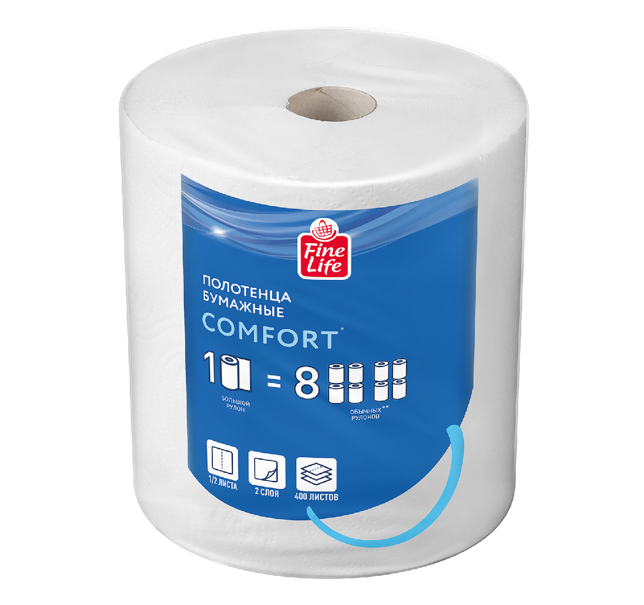 Fine Life Бумажные полотенца Comfort двуслойные 1/2 листа, 400л