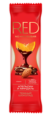 Шоколад Red Delight темный с апельсином и миндалем без сахара, 20г