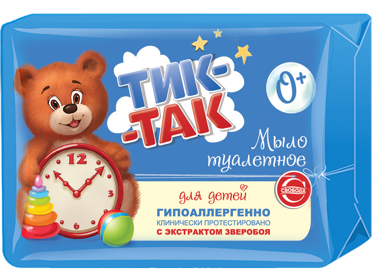Изображение товара Мыло детское Тик-Так кусковое с экстрактом зверобоя 0+, 1775ш