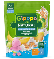 Каша молочная детская Gipopo Рисовая яблоко с бананом и грушей, 200г