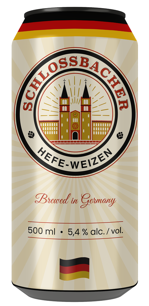 Изображение товара Пиво SCHLOSSBACHER Hefe-Weizen светлое нефильтрованное 0.5л Германия